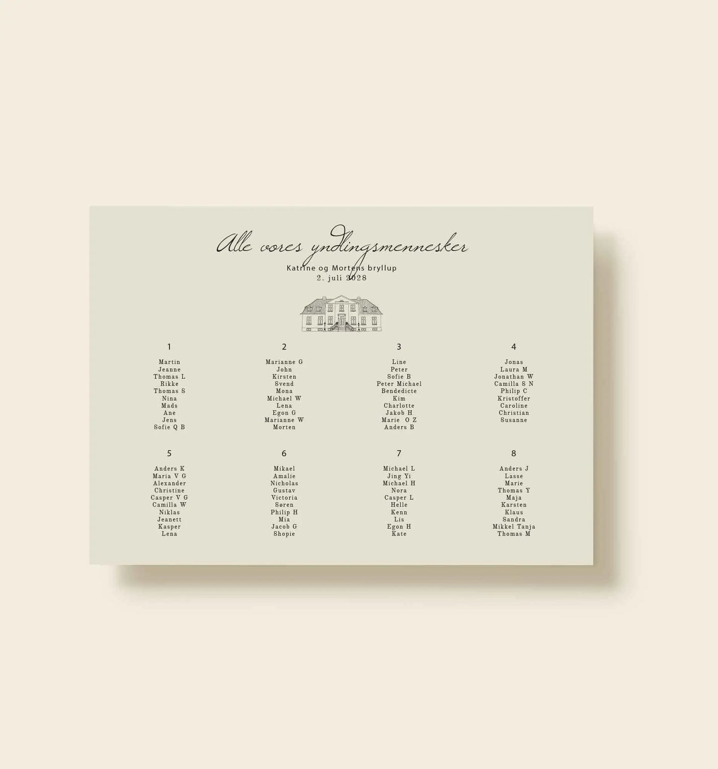 Sølyst Bryllup Bordoversigt