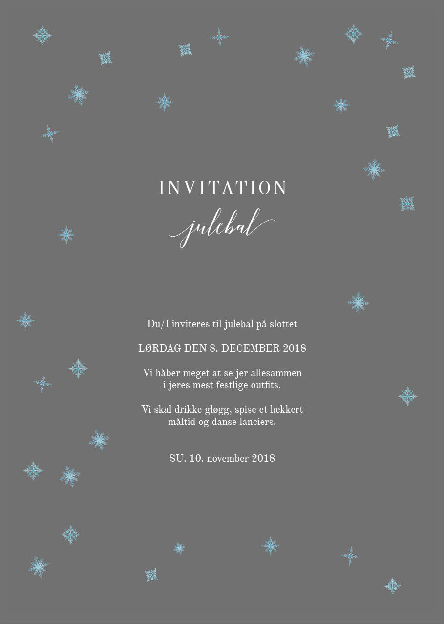 
                Til invitationen findes også matchende bordkort, menukort, takkekort m.m.                