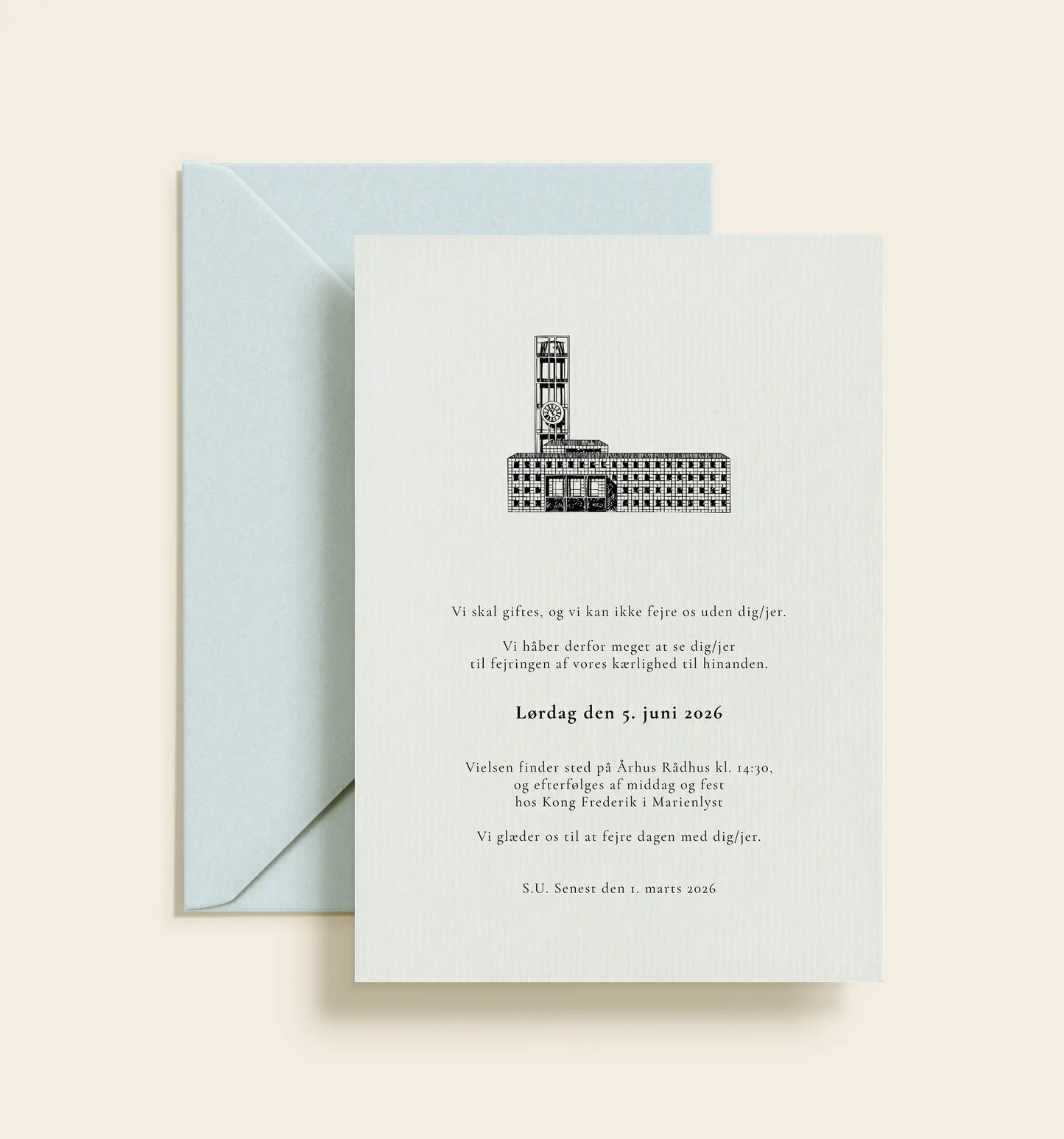 Aarhus Rådhus Bryllup Invitation