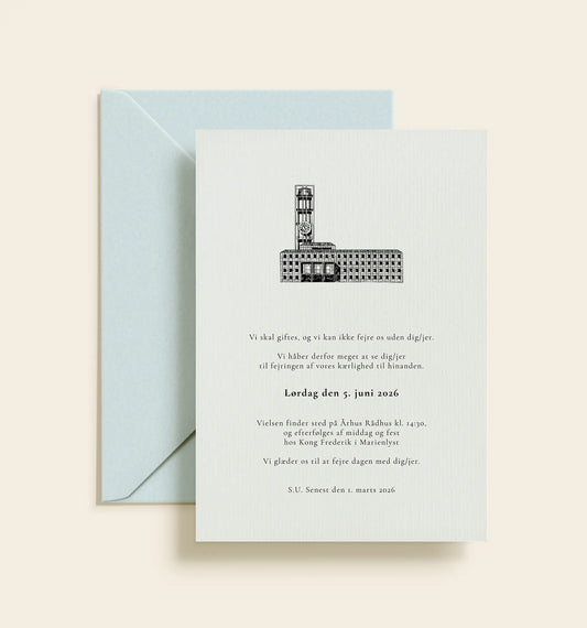 Aarhus Rådhus Bryllup Invitation