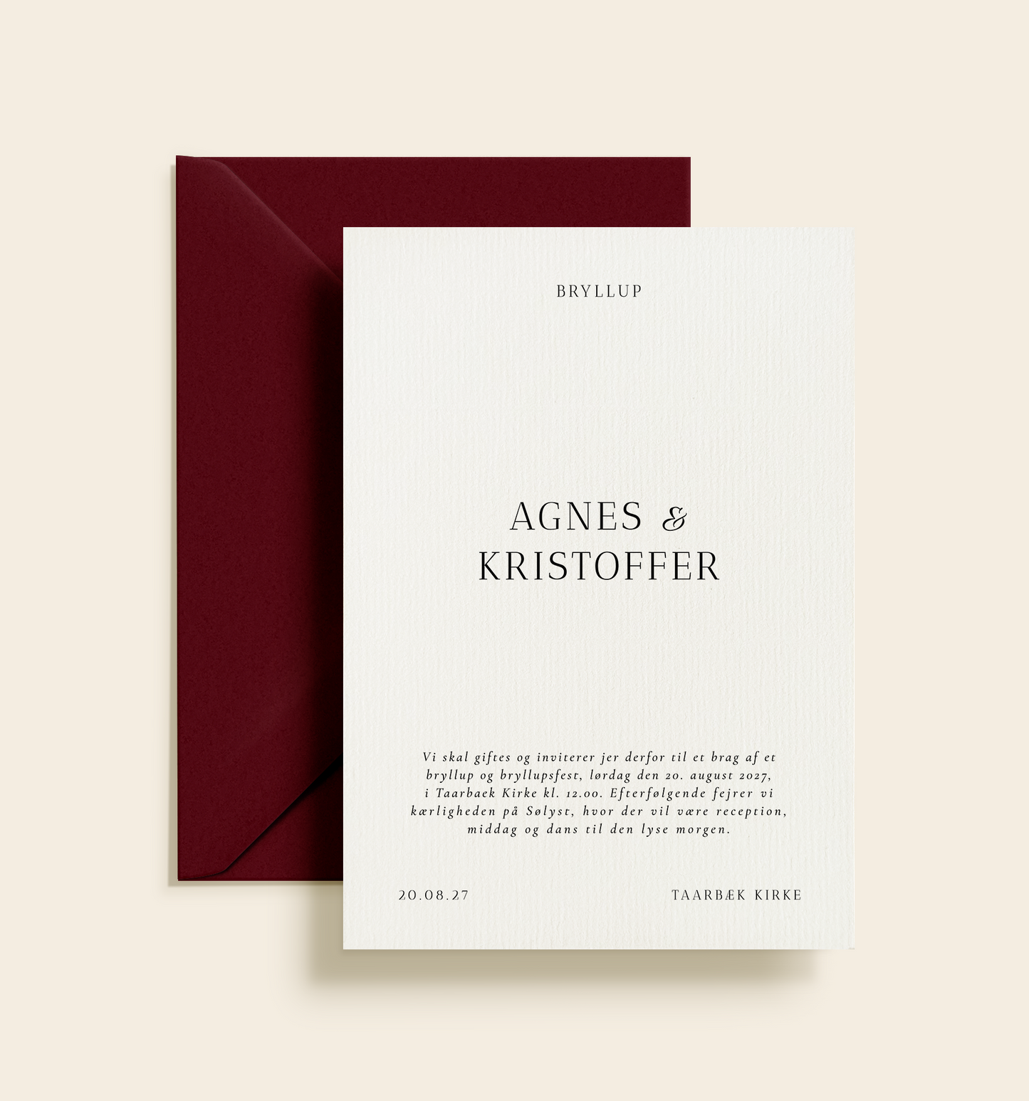 Agnes & Kristoffer Bryllup Invitation