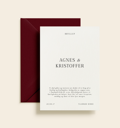 Agnes & Kristoffer Bryllup Invitation