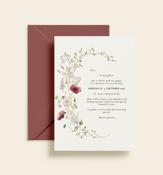 Agnete & Jonas Efterår Bryllup Invitation