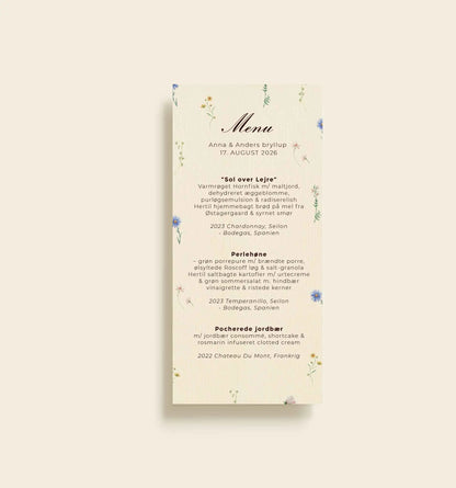 Anna & Anders Bryllup Menukort