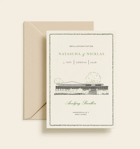 Arnbjerg Pavillonen Bryllup Invitation