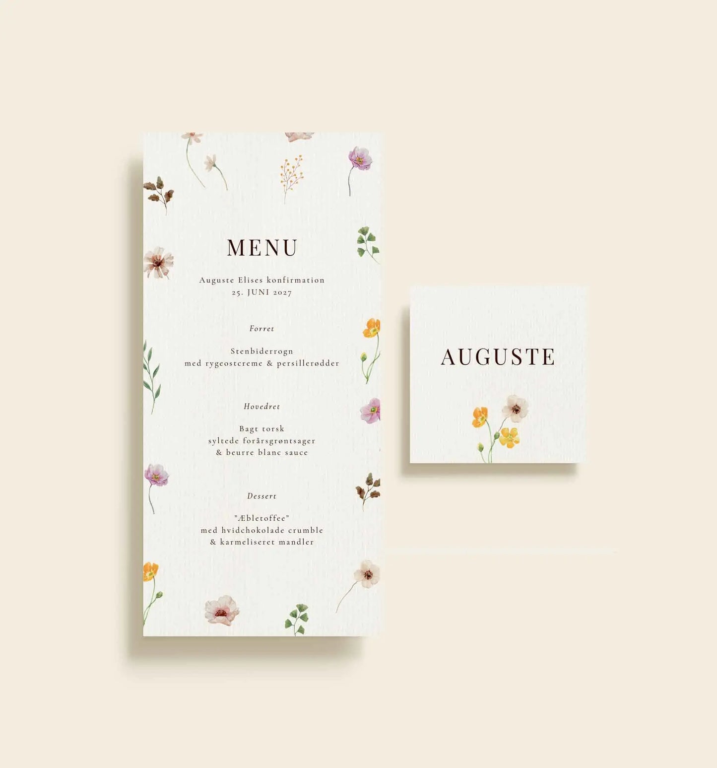 Auguste Konfirmation Bordkort