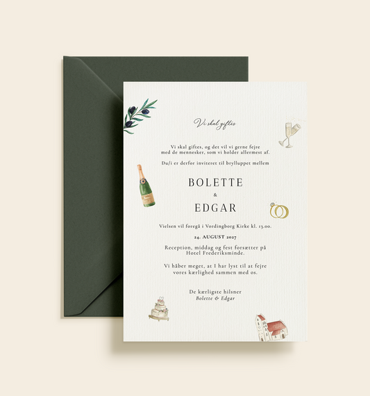 Bolette & Edgar Bryllup Invitation