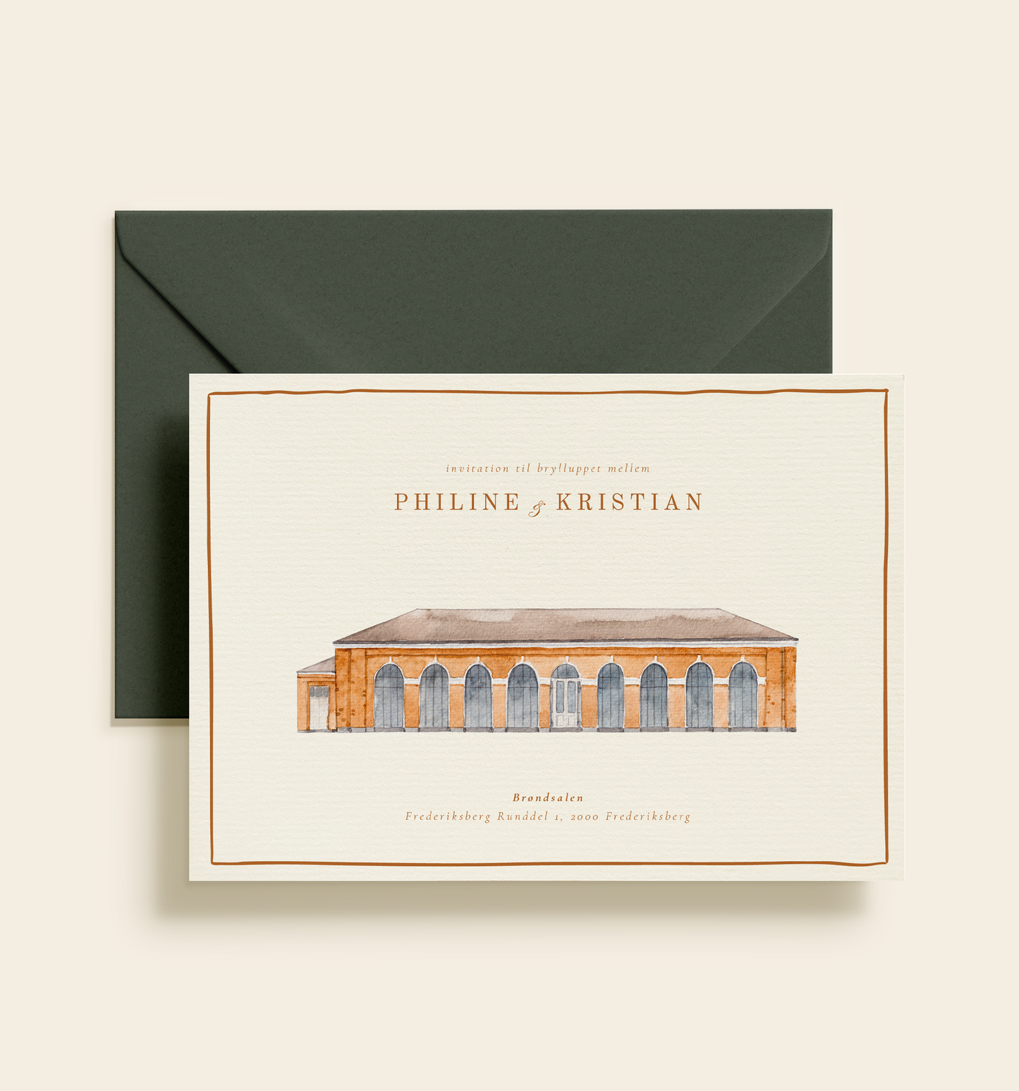 Brøndsalen Akvarel Bryllup Invitation