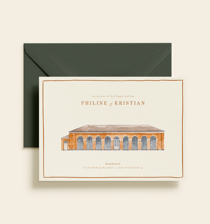 Brøndsalen Akvarel Bryllup Invitation
