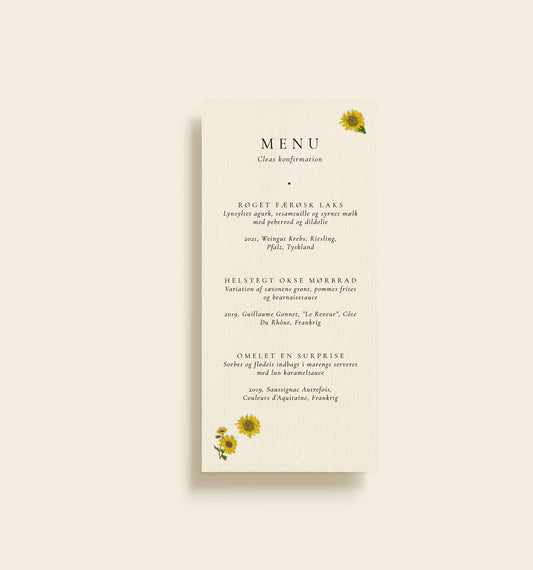 Clea Konfirmation Menukort