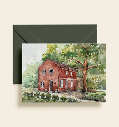 Den Røde Cottage Bryllup Invitation