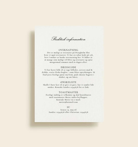 Dragsholm Slot Akvarel Bryllup Praktisk Info