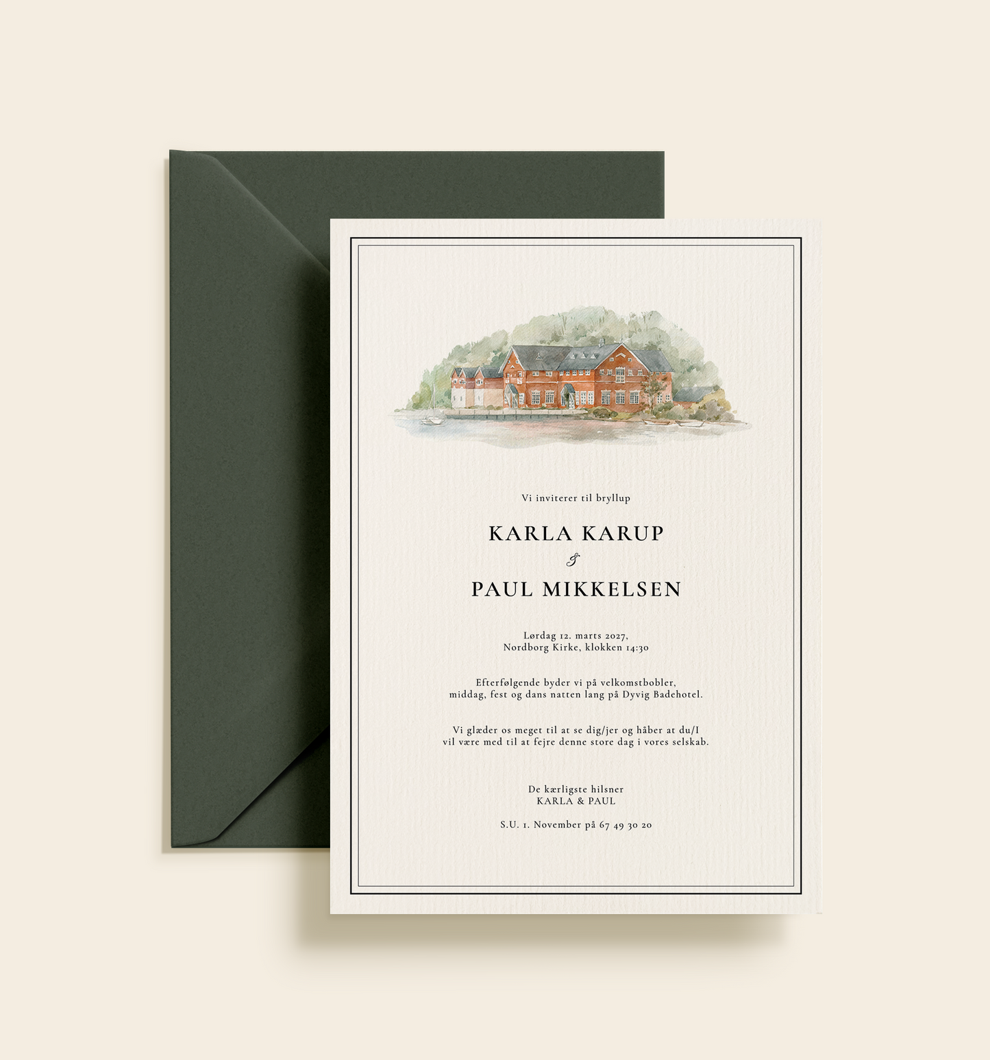 Dyvig Badehotel Bryllup Invitation