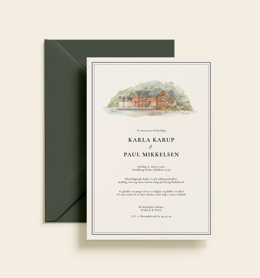Dyvig Badehotel Bryllup Invitation