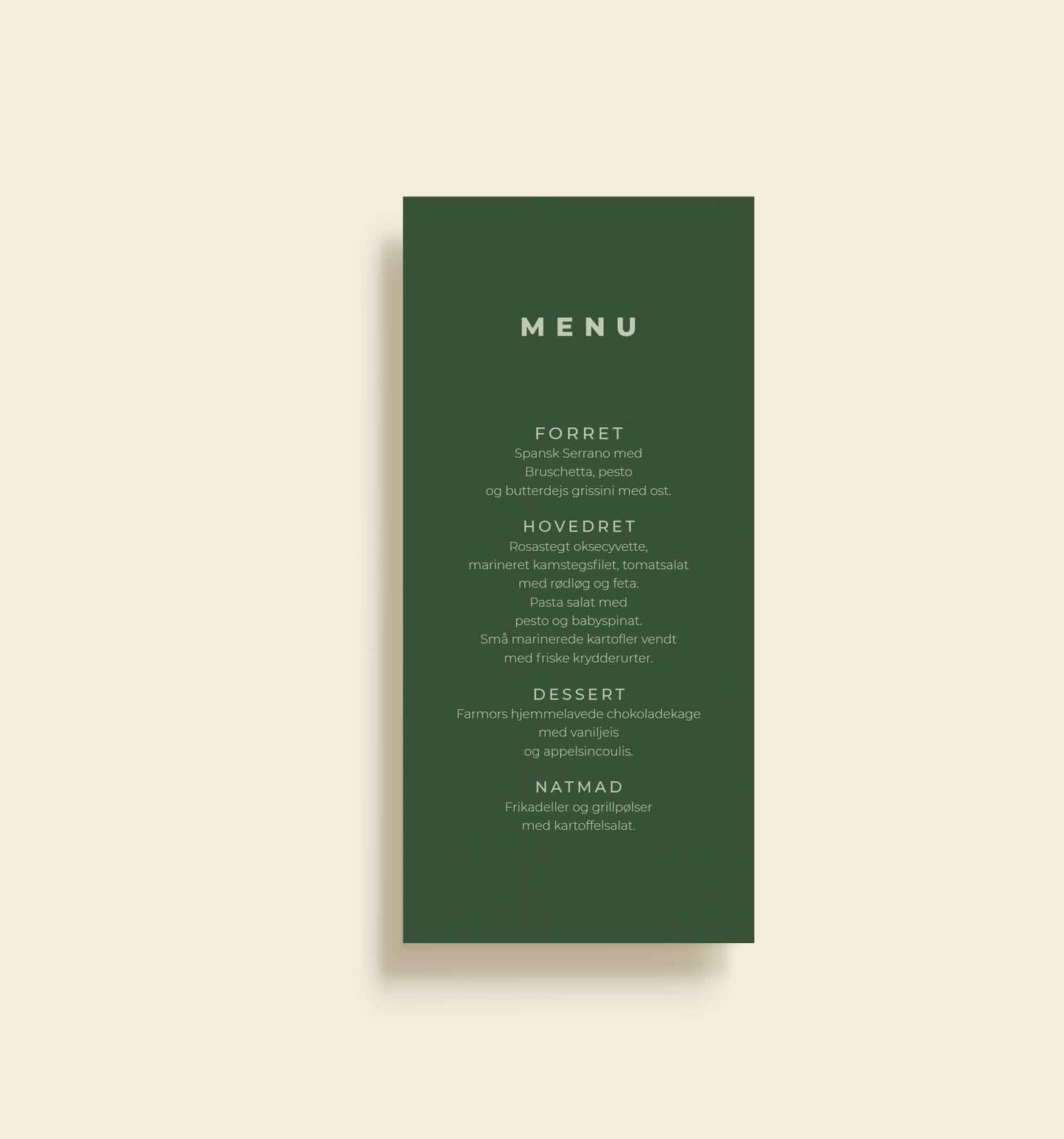 Egon Konfirmation Menukort