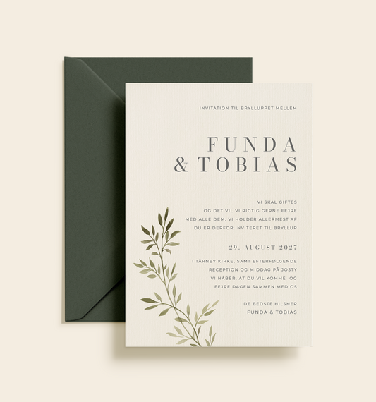Funda & Tobias Bryllup Invitation