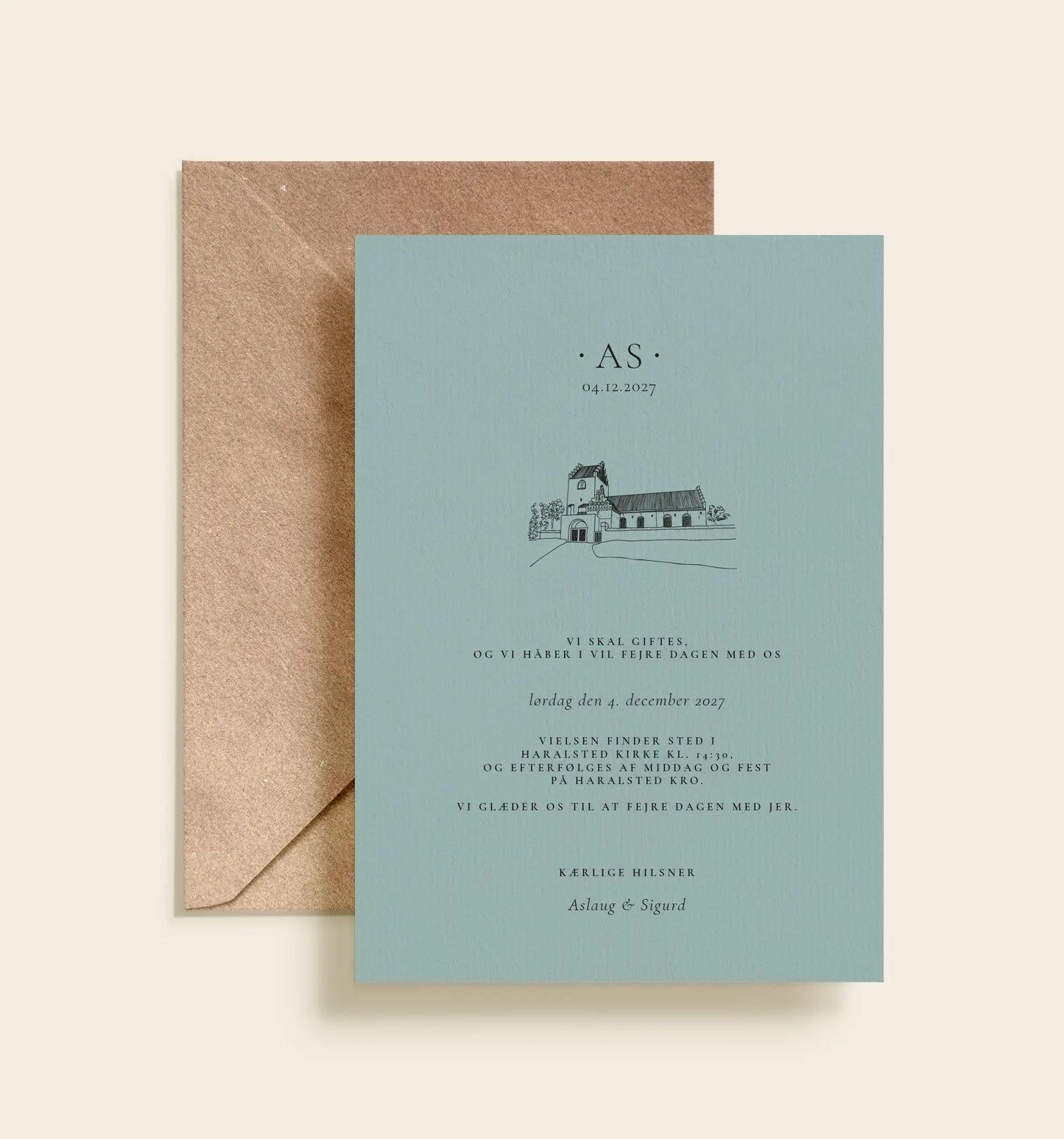 Haralsted Kirke Bryllup Invitation