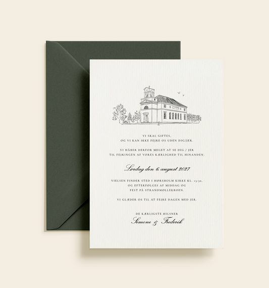 Hørsholm Kirke Bryllup Invitation