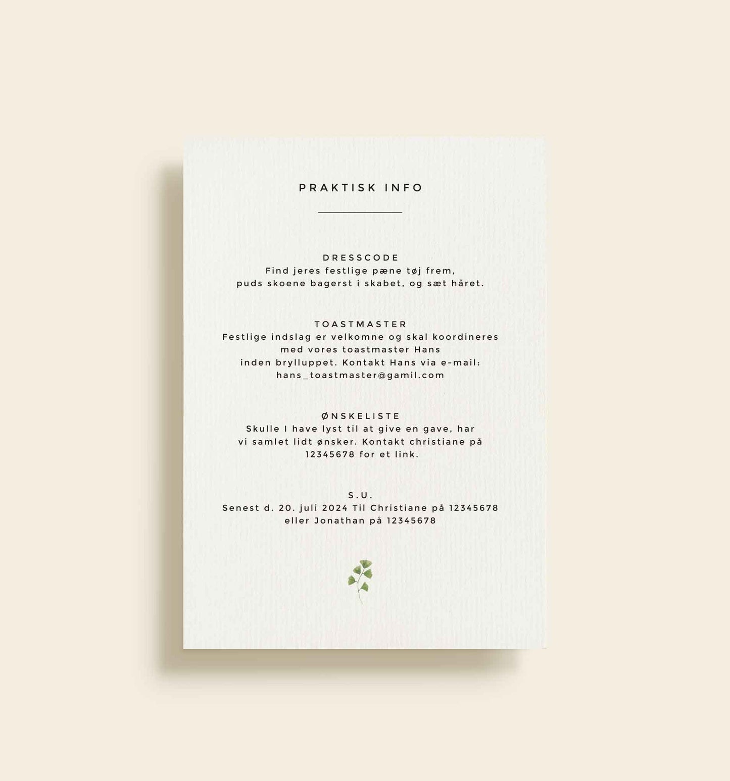 Ida & Eliot Bryllup Praktisk info