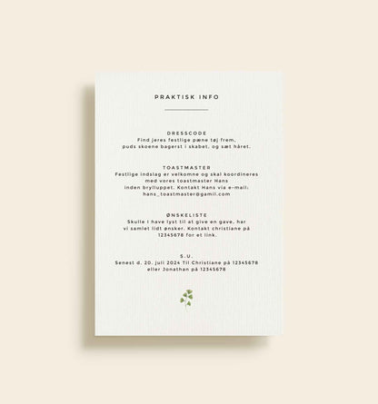 Ida & Eliot Bryllup Praktisk info