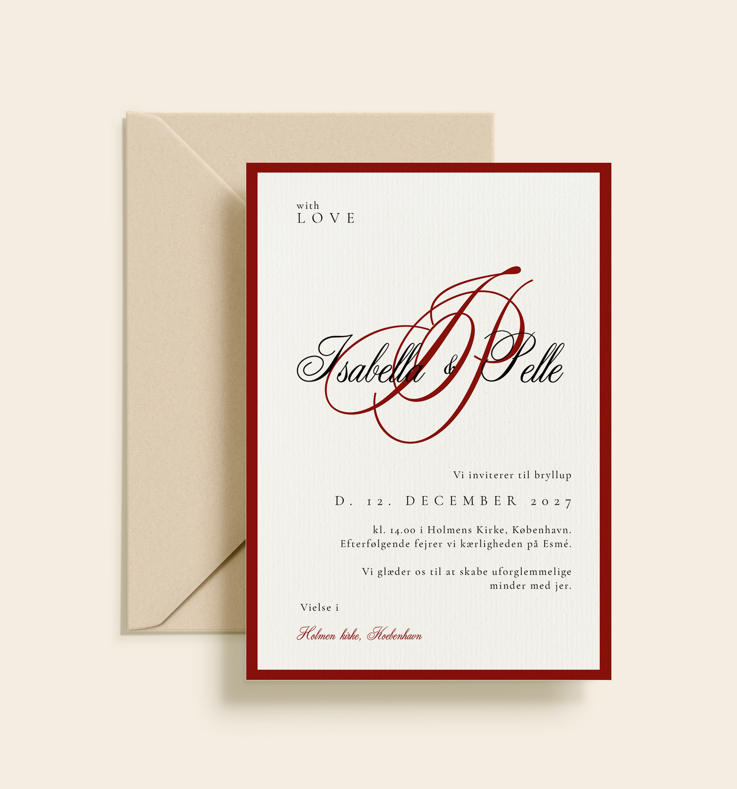 Isabella & Pelle Bryllup Invitation