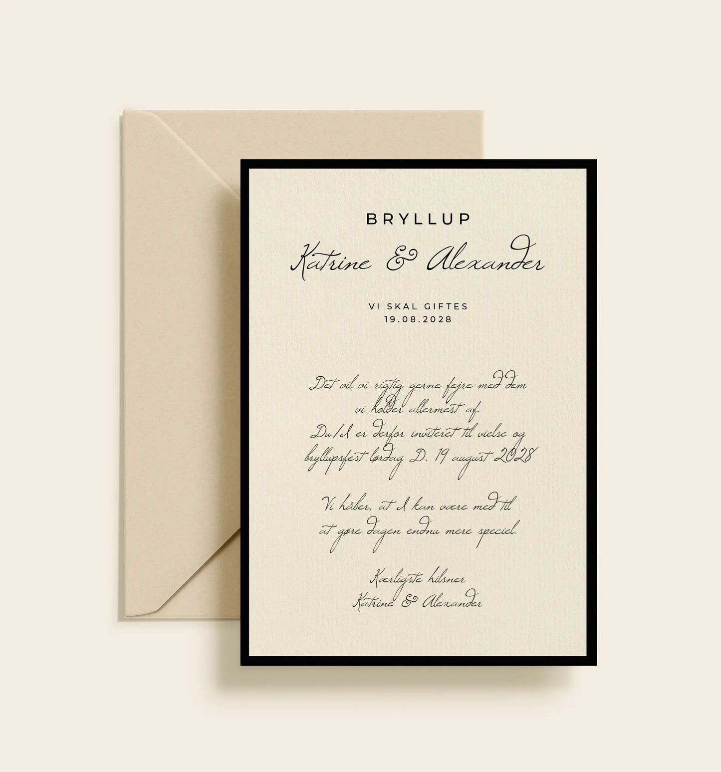 Katrine & Alexander Bryllup Invitation