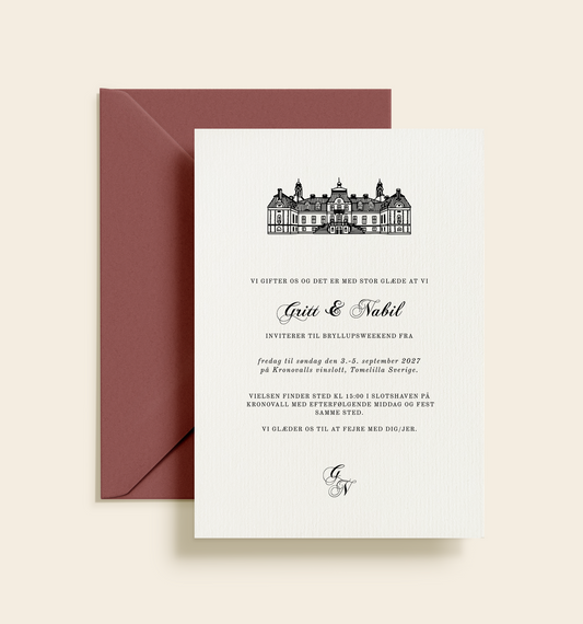 Kronovalls Vinslot Bryllup Invitation