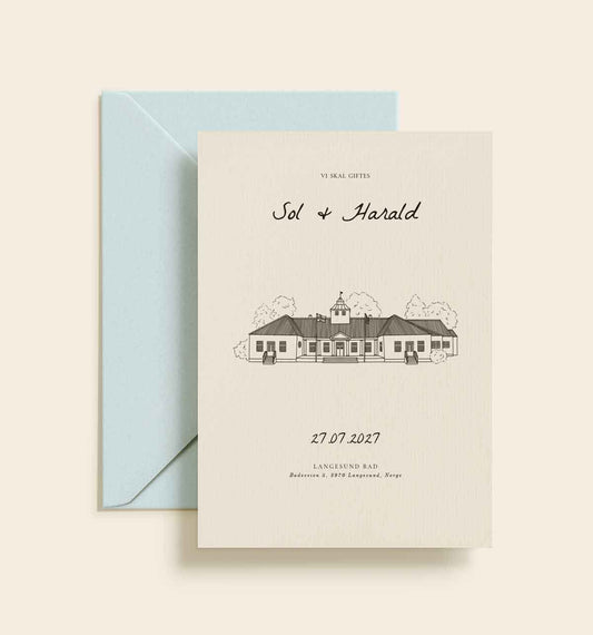 Langesund Bad Bryllup Invitation
