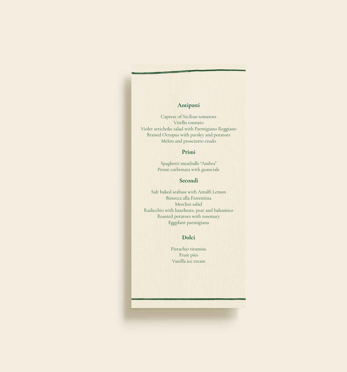 Liam Konfirmation Menukort