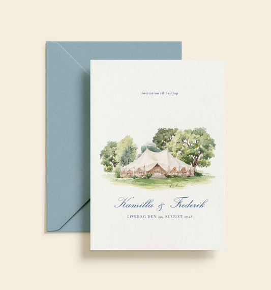 Luksustelt Akvarel Bryllup Invitation