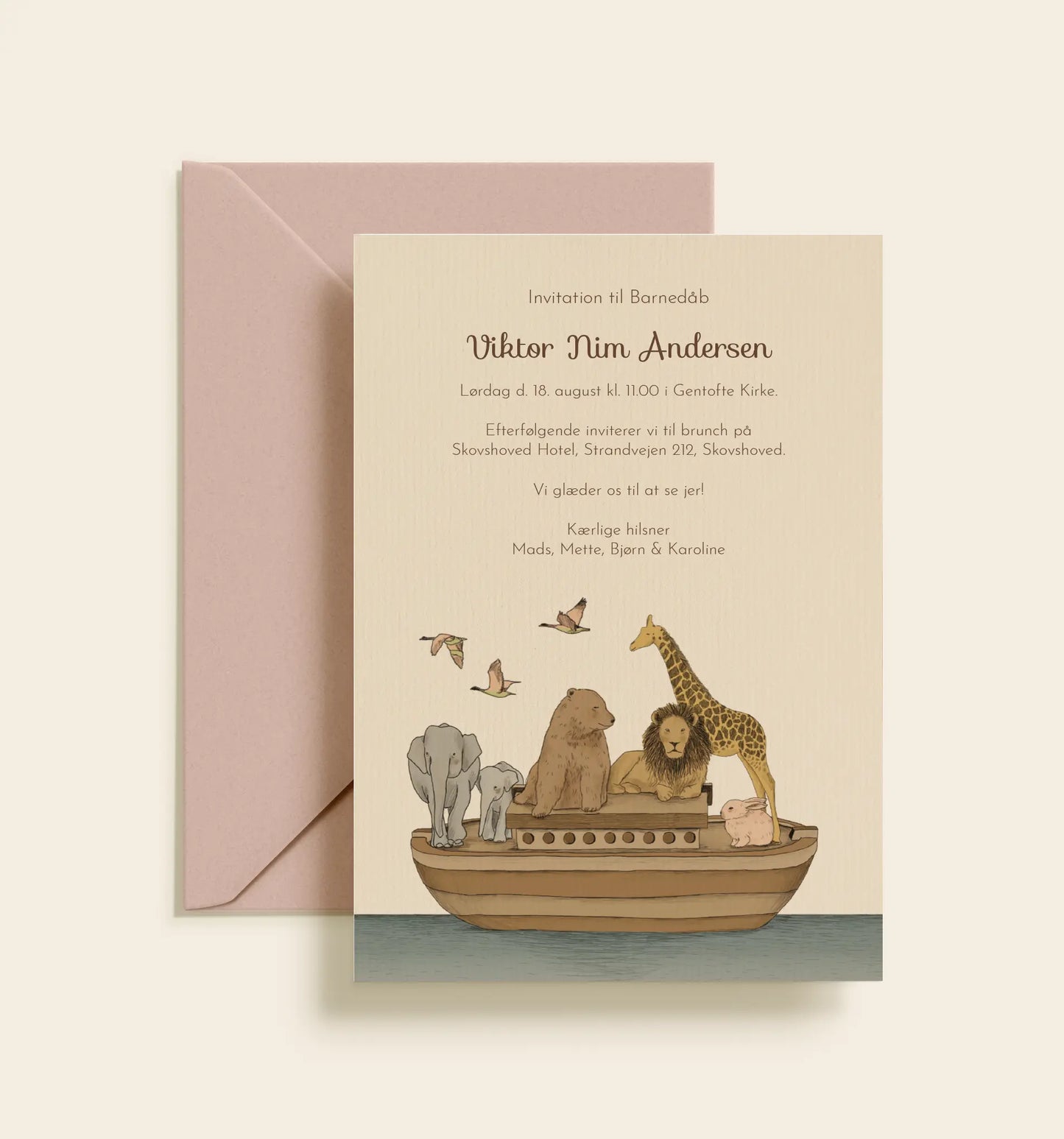 Noahs Ark Barnedåb Invitation
