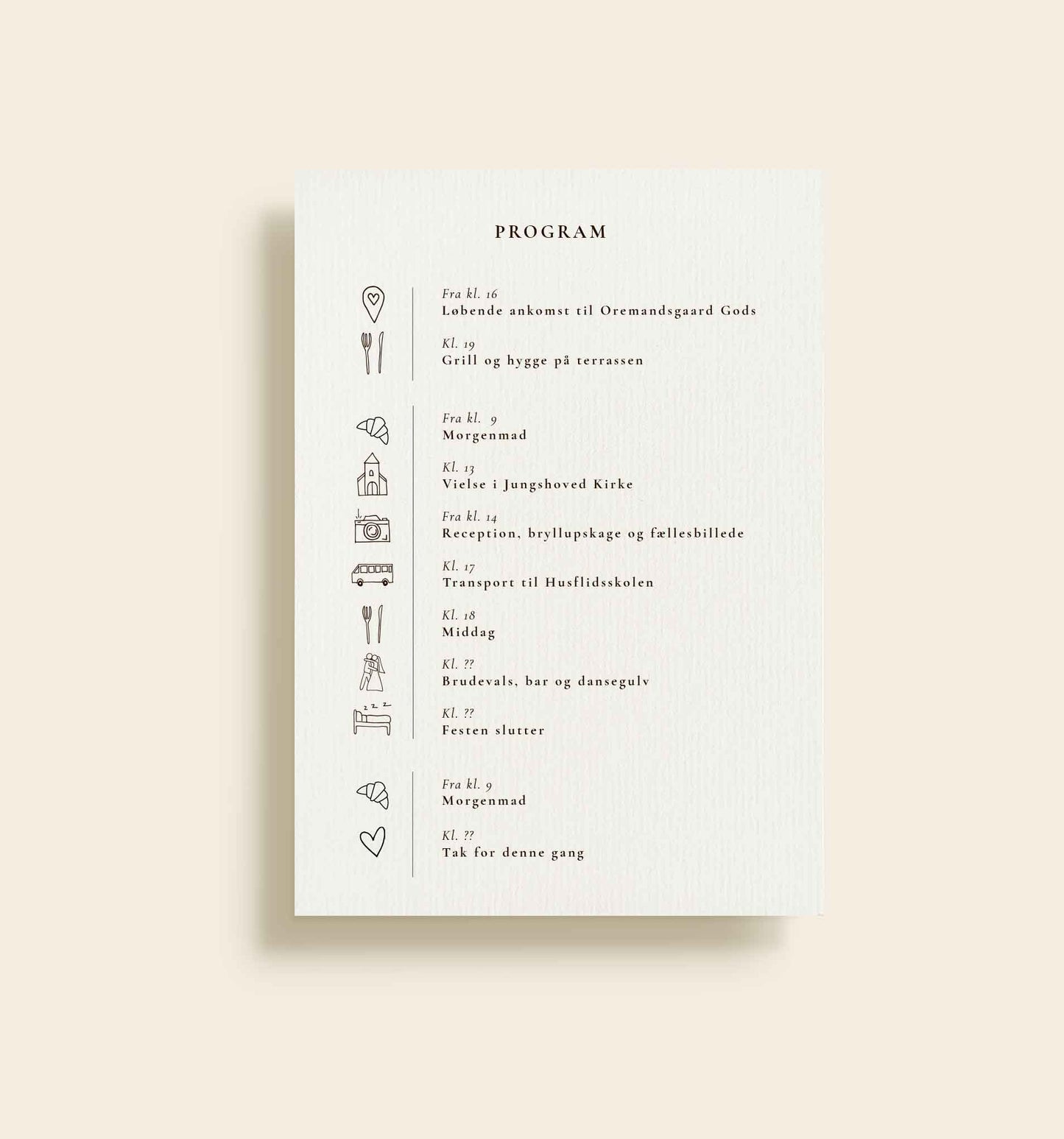 Oremandsgaard Bryllup Program