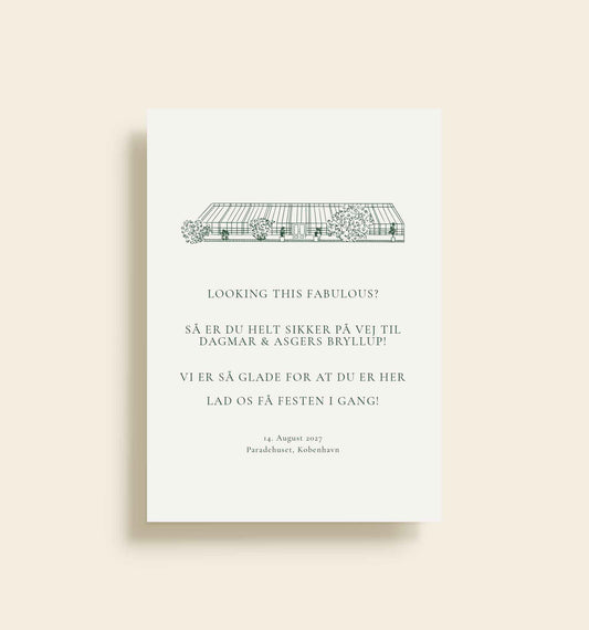 Paradehuset Bryllup Velkomstskilt