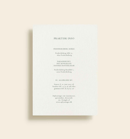 Paradehuset Bryllup Praktisk info