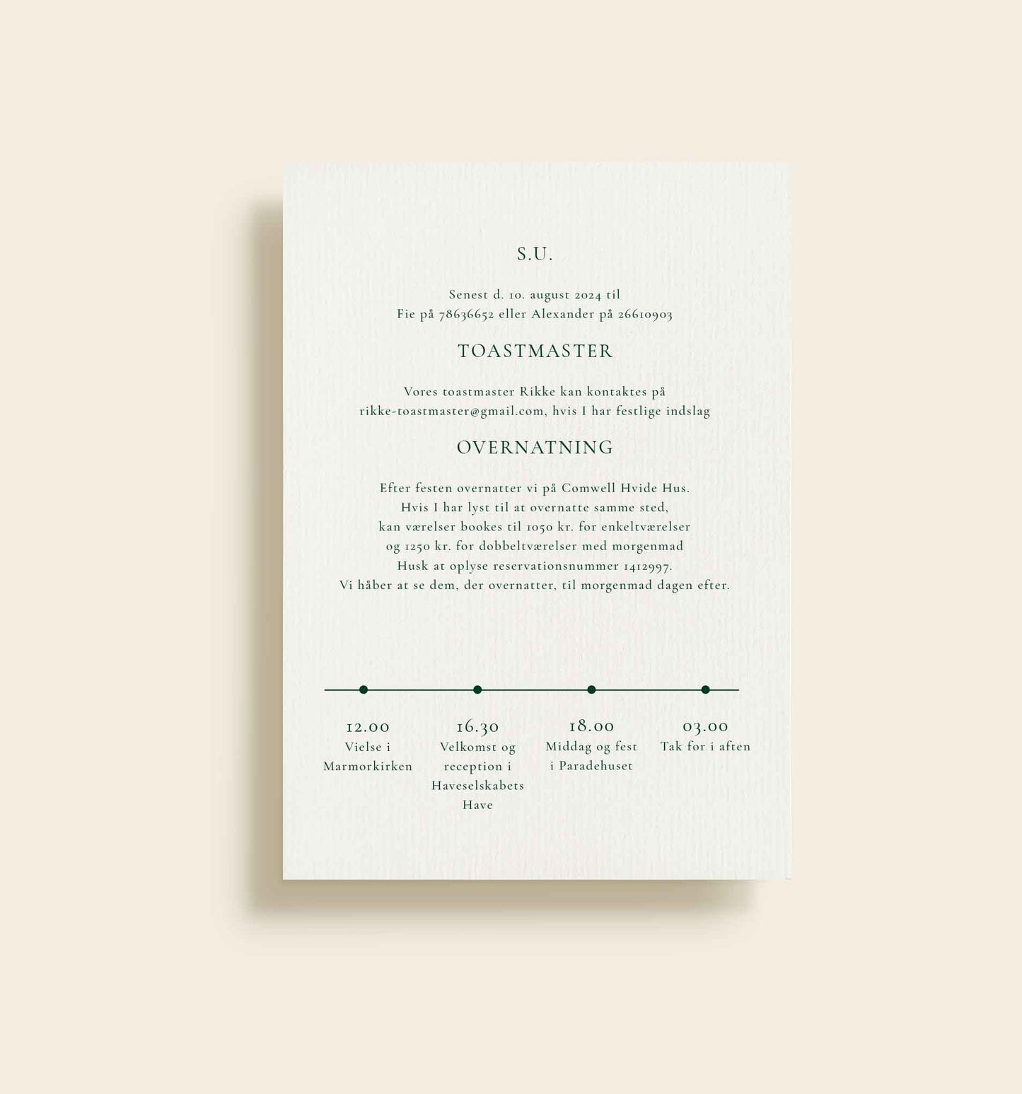 Paradehuset Bryllup Program