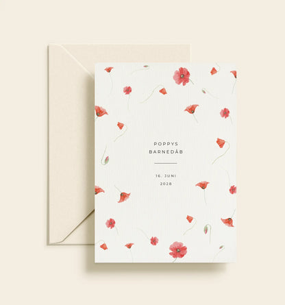 Poppy Barnedåb Invitation