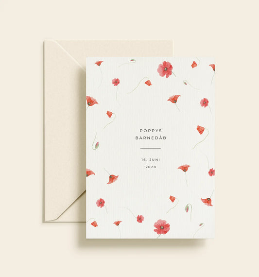 Poppy Barnedåb Invitation