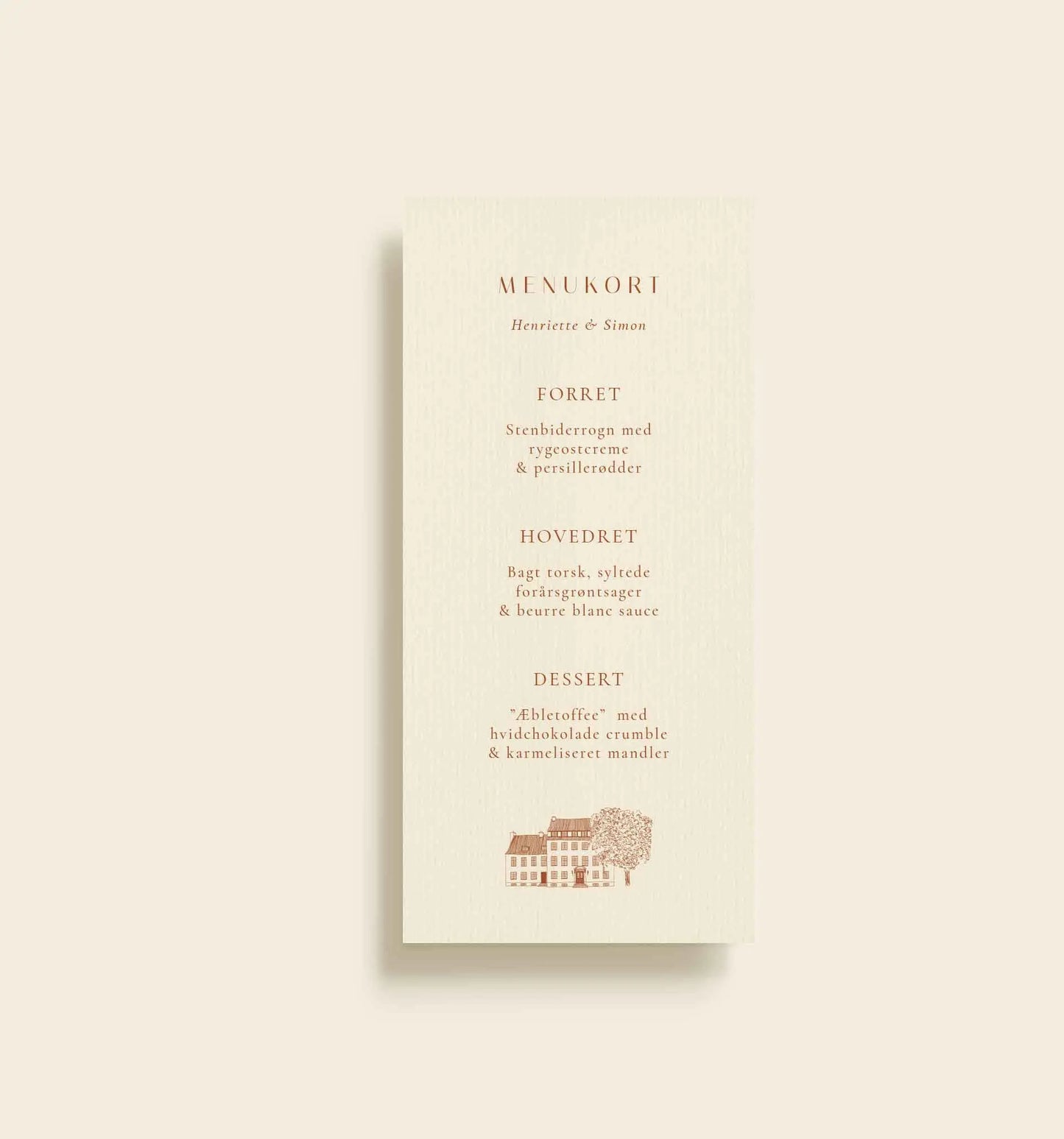 Raadvad Vandrehjem Bryllup Menukort