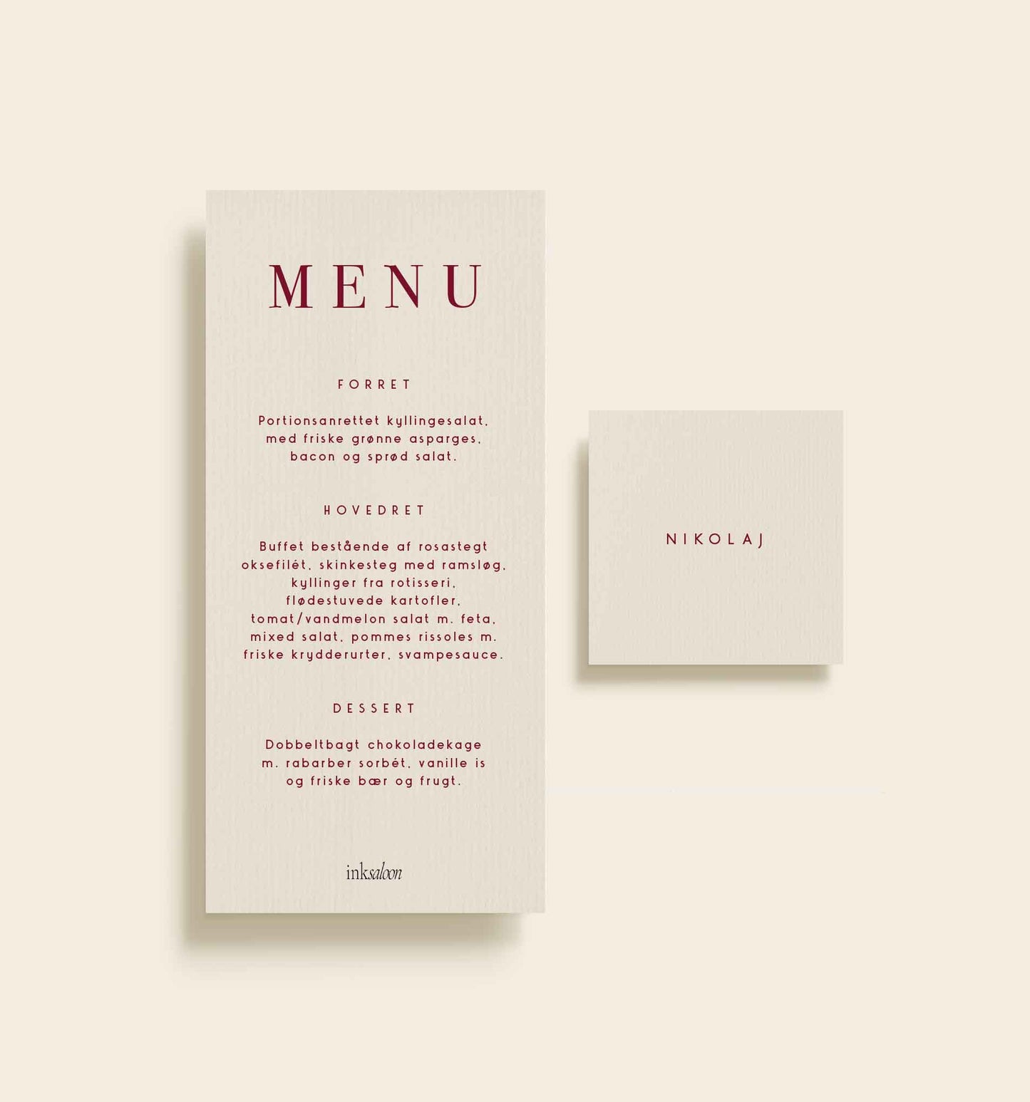 Rasmus Konfirmation Menukort