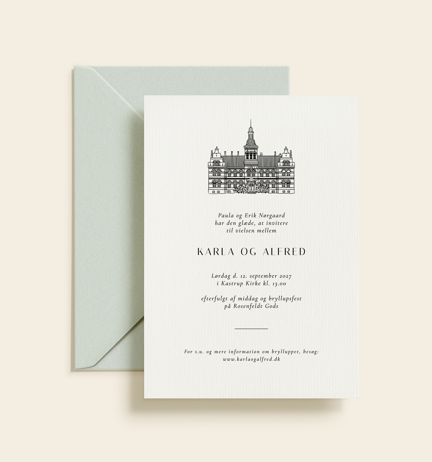 Rosenfeldt Gods Bryllup Invitation