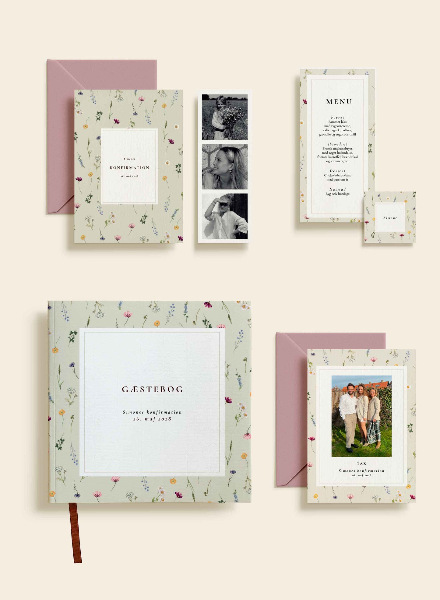 Simone Konfirmation Bordkort