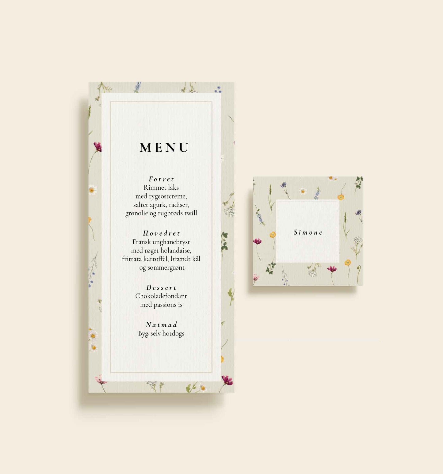 Simone Konfirmation Bordkort