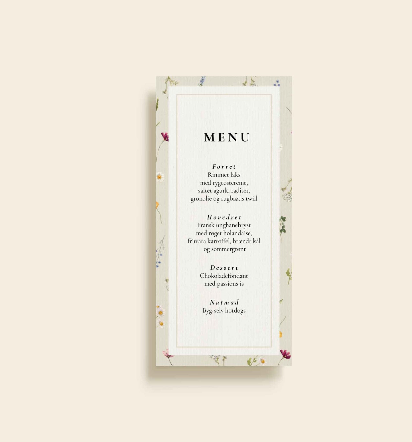 Simone Konfirmation Menukort