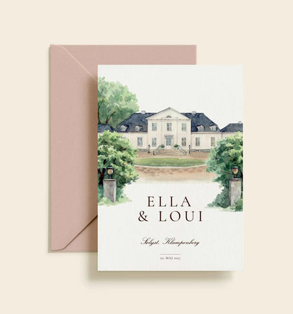 Sølyst Akvarel Bryllup Invitation