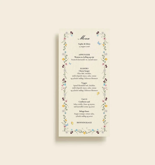 Sophie & Esben Bryllup Menukort