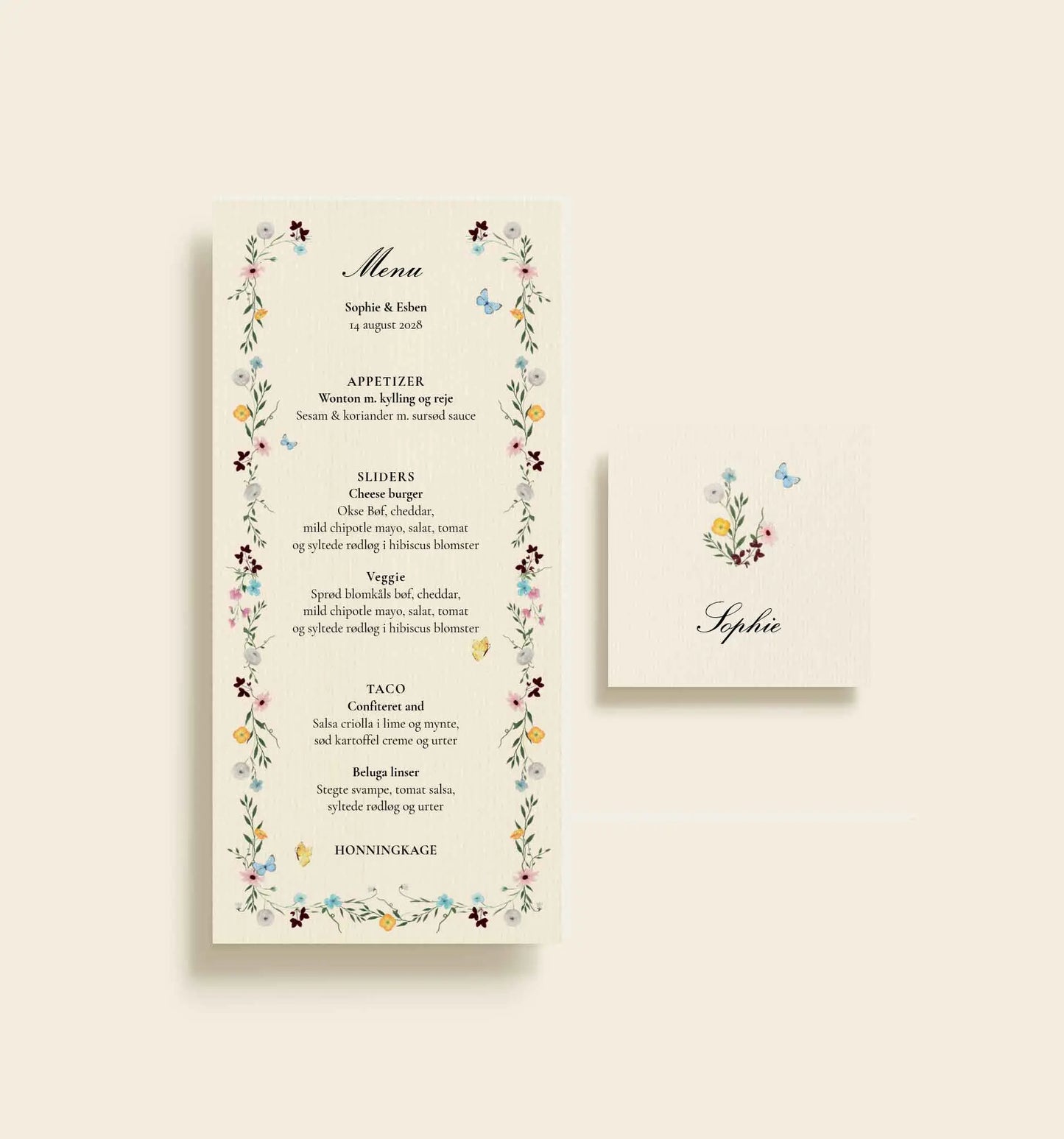 Sophie & Esben Bryllup Bordkort