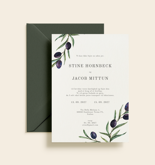 Stine & Jacob Bryllup Invitation